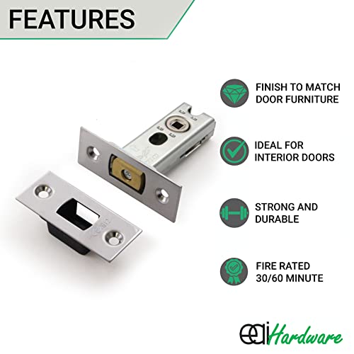 EAI Tubular Deadbolt for Bathroom, Polished Chrome, 101mm Case 82mm Backset - Image 2