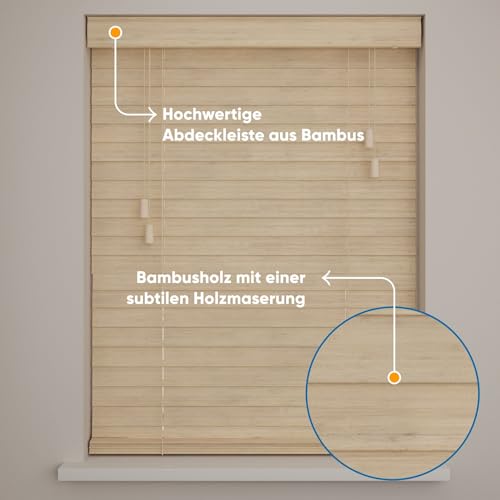 DTCH® Bambus Jalousie innen, helle Eiche, 180 x 240 cm – Ansicht 2