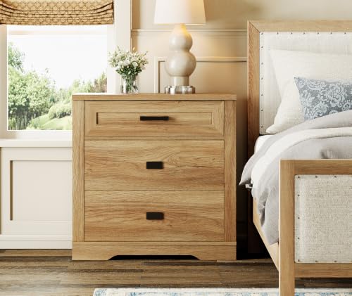 Image of WAMPAT 32-inch Tall Large Wooden Nightstand with Drawers Set of 2