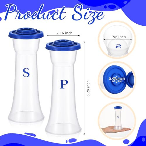 Image of Set of 2 Plastic Salt and Pepper Shakers with Lids Large Salt Shaker Pepper Container Vintage Tall Hourglass Camping Picnic Outdoors Travel Spice Set for Home Picnic Kitchen(Classic,Navy Blue)