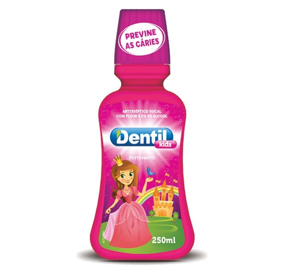 Dentil Enxaguante Bucal Kids Zero Álcool Princesas, 250 ml, TuttiFrutti