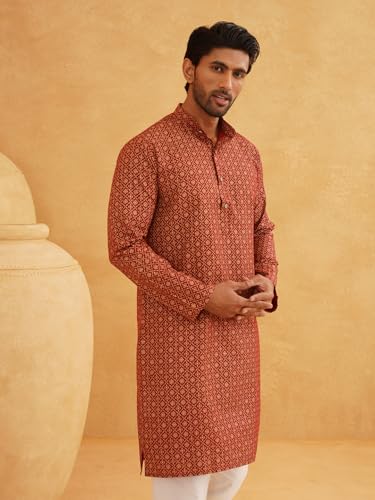 Image of SOJANYA Men's Silk Blend Regular Fit (Since 1958 Striped ONLY Long Kurta)