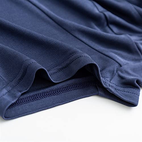 100% Mulberry Silk Mens Underwear Ultra-Thin Mid Rise Boxer Briefs Quick-Drying Comfy Silk Boxers for Men (Color : Navy Blue, Size : L/Large)4