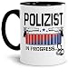 Produktbild Berufe Tasse - Polizist in Progress - Polizei Tasse, Geschenk für Polizisten, Anwärter, Ausbildung, Innen & Henkel Schwarz, 300 ml