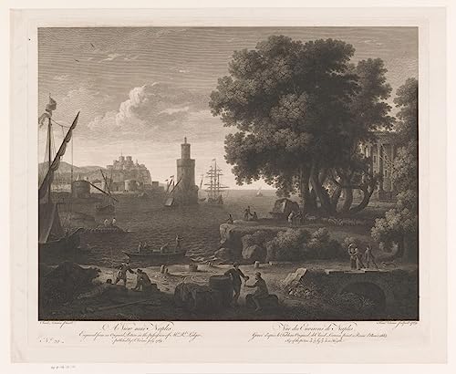 Cuadro de lienzo decorativo para pared: vista de Nápoles vintage de 60x90cm para dormitorio