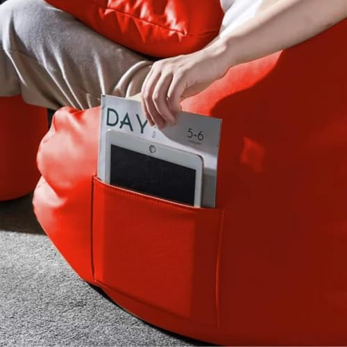 Image of IVIKA Bean Bag with Stool & Cushion | XXXXXL Size Premium Leatherette Bean Bag for Gaming, Living Room & Bedroom (5XL - Red)