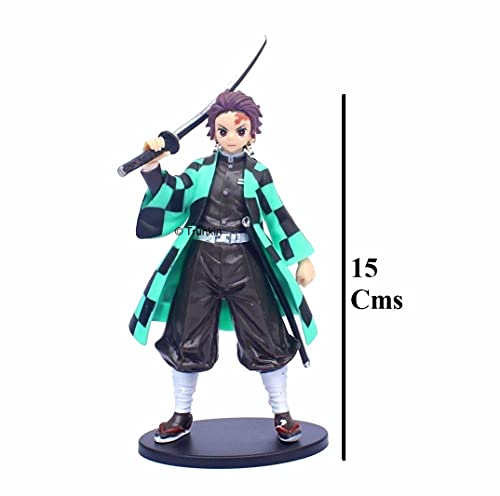 Image of Trunkin Polyvinyl Chloride Demon Slayer Tanjiro Kamado Kimetsu No Yaiba Action Figure,Figurine With Stand Model,A Figurine,Pvc,7 cm,16 Cm