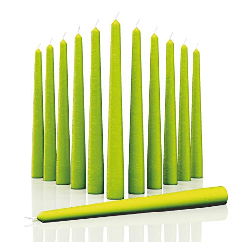 CANDWAX 8 inch Taper Candles Set of 12 - Dinner Candles Dripless - Tall Candles Long Burning Perfect for Dinner, Party or Wedding Candles Decor - Olive Candles