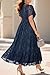 Navy Blue Dress for Women Plus Size Wedding Guest Summer Wrap V Neck Semi Formal Lace Floral Maxi Dresses with Belt