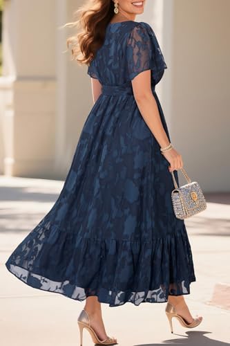 Pinup Fashion Plus Size Dresses for Wedding Guest - 2025 Cocktail Semi Formal Summer Wrap V Neck Maxi Dress2