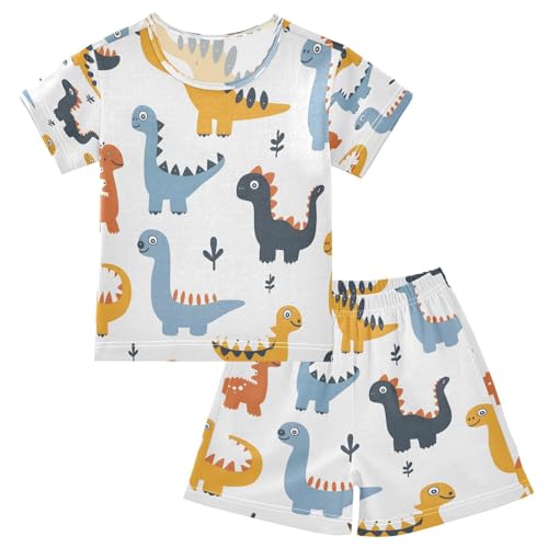 senya Short Sleeve Pajamas Sets Summer Cotton Sleepwear Blue Orange Dinosaur