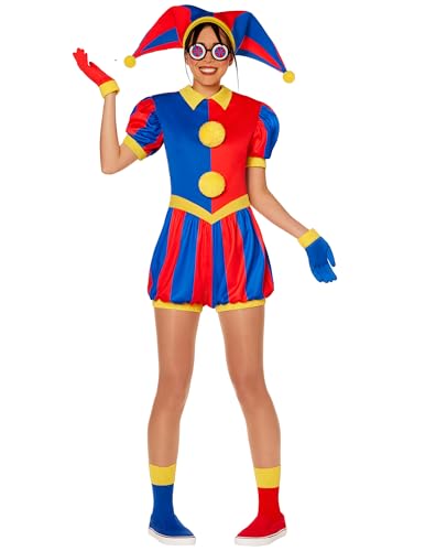 Spirit Halloween Adult Pomni Costume - The Amazing Digital Circus, Women, Size ADULT LARGE, Multicolor