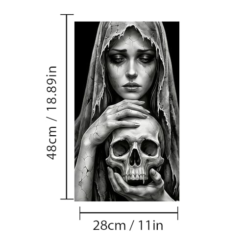 Image of Halloween Cars Body Horror Sticker, Classic Horror Movie Characters Peeking Decal Michae Waterproof Scary Vinyl Stickers for Bumper Car Decals 11in*18.89in (Sad Beauty)