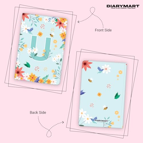 Image of Initial U Premium Soft Bound Notebook Diary for Girls and Women (B6, 90 GSM, 160 Ruled Pages) Floral Design Notebook Journal Diary