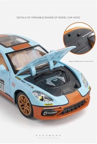 Image of Invite Enterprise Compatible for 1:24 Porsche Panamera Toy Car Model, Diecast Collectible Pull Back Model Car with Sound and Light, Toy Gift Vehicles for Adults Kids Boys Girls【Blue】