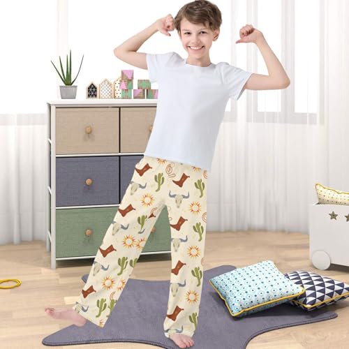 Boy's Pants America Tribal Texas Cowboy Jogger Pants Elastic Waist Long Bottoms Trousers with Pockets 6-14 Years4