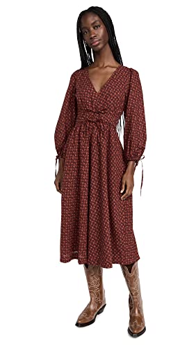 Madewell Women's Arianne Tie Midi Dress, Claire Floral Burnished Mahoga, S #TOP2