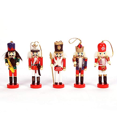 Renoble (1Pcs Color Aleatorio) Muñeca de Madera Cascanueces Adorno Set Cascanueces de Madera Decoraciones Colgantes para Figuras de árboles de Navidad Juguete de Marionetas Mejor Regalo