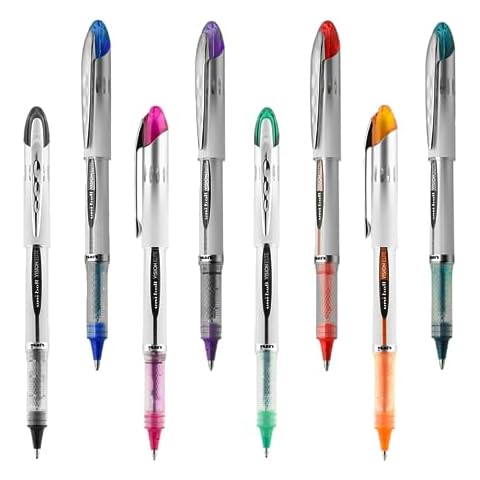Uniball Vision Elite Rollerball Pens, Assorted Pens Pack of 8, Bold Pens with 0.8mm Ink, Ink Black Pen, Pens Fine Point Smooth Writing Pens, Bulk Pens, and Office Supplies Cover