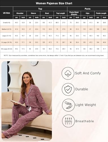 Image of Pjmlifecoco Pajamas Set Long Sleeve Womens Button Down Sleepwear Two Piece Nightwear Soft Pj Lounge Sets S-XXL
