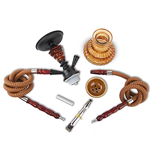 YANGH Hookah Set, inklusive Zubehör, 2 Schläuche, -50,8 cm Tragbares Set Glasvasenbasis und Keramikschale für… – Bild 3