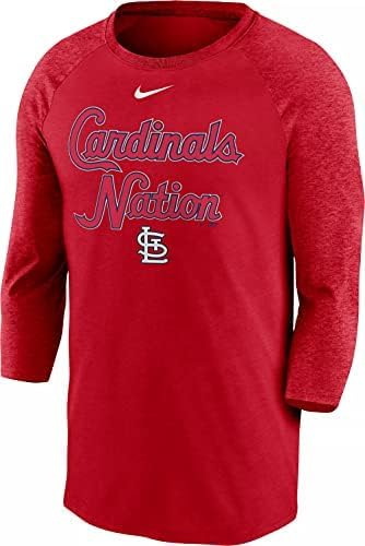 Men's St. Louis Cardinals Nation Red Local Raglan Three-Quarter Sleeve Shirt (Small)