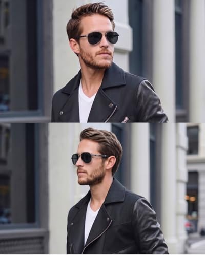 Image of THE MEN THING 2173 STEALTH PILOT - Aviator Style - HD Polarised Sunglasses for Men - UV400 Protection, Stainless Steel Frame