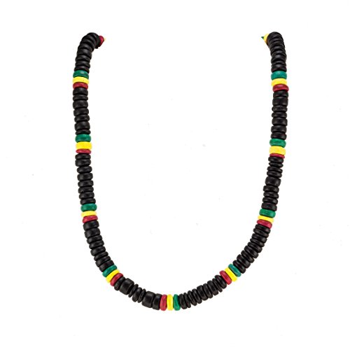 BlueRica Rasta Coconut Shell Beads Necklace (18")