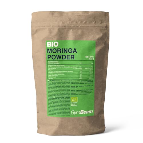 Gymbeam Moringa BIO in Polvere 200g, Estratto Vegetale Funzionale Ricco di Fibre e Proteine, Antiossidante per Combattere lo Stress Ossidativo delle Cellule, Supporto per la Pressione Sanguigna