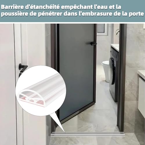 Duschschwelle, Wasserbarriere, Dusche, faltbar, neue Duschabdichtung aus Silikon, selbstklebend, Duschbarriere, geeignet für Rollstuhlzugang (1 m, transparent)