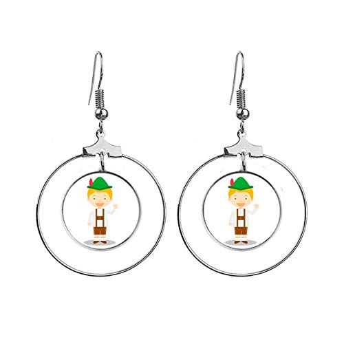 Boucles d'oreilles pendantes cercle vert et marron pour femme