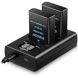 Pilas Para Camara Nikon ENEGON EN-EL14 Batería de repuesto paquete de 2 y Smart LED Cargador dual USB para Nikon EN-EL14/EL14a