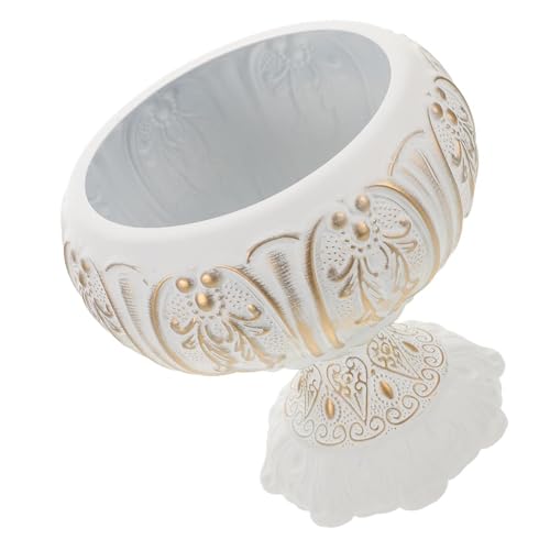 Luxshiny French Iron Wide Mouth Planter Pot White Retro Outdoor Porch Flower Pot Decorative for Wedding Tabletop Floral Arrangement