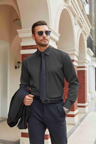 Image of COOFANDY Mens Stretch Dress Shirts Long Sleeve Button Down Shirt Regular Fit Formal Business Shirts