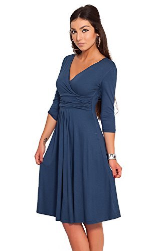 Women's Classic & Elegant V-Neck Cocktail Office Jersey Dress F4F40