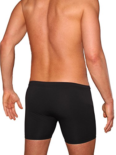 Men's Square Leg Swimsuit Boxer Brief Style - Fast-Drying Swimming Trunks Black3