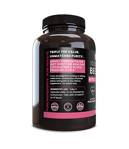 100% Pure Beet Root, 365 Capsules, 4 Month Supply, No Magnesium or Rice Filler, Gluten-Free, Natural, Natural Source, Potent, 1155mg Undiluted Beet Root Extract with No Additives