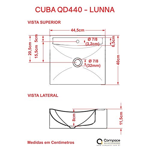Kit Cuba Q440 C/Torneira Luxo 1195 Metal + Válvula Click 1''B (2,6cm) + Sifão Pvc + Flexível, Comp
