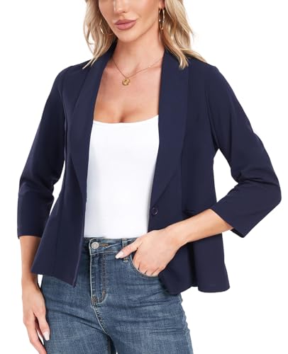 Blazer for Women Open Front Ruffle Office Work Business Casual Lightweight Suit Jacket Button Blazer 20252
