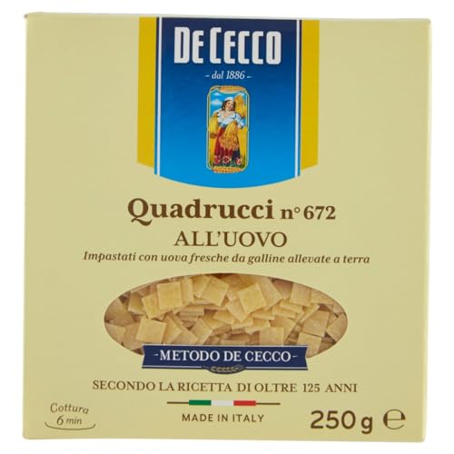 5X DE CECCO QUADRUCCI ALL'UOVO 250 GR (5 PACCHI DA 250gr) 1,250 kg