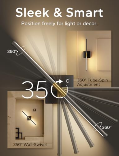 Image of KARTOOSH Peel and Stick Wall Sconces Battery Operated Set of 2, Black&Gold