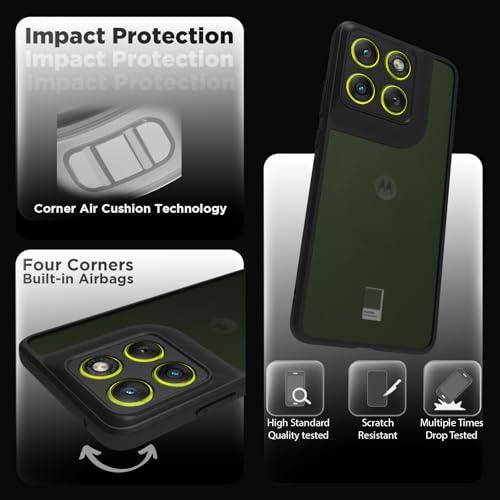 Image of RIGGEAR Shockproof Sleek Hybrid Armor Back Cover Case for Motorola Moto Edge 70 5G (Smoke Black Matte PC + Black TPU Bumper)