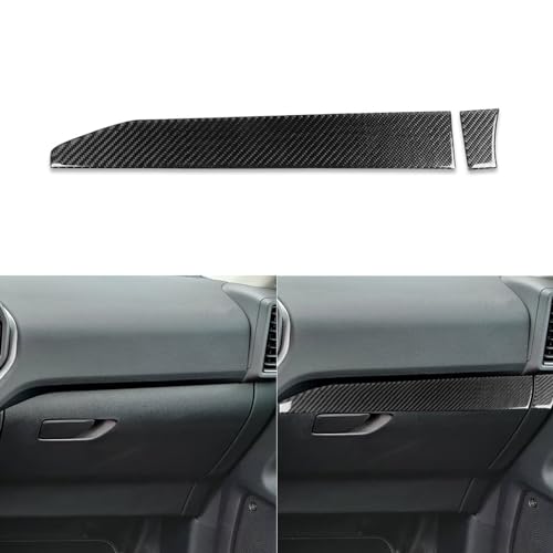 PJFUS Real Premium Carbon Fiber Sticker Car Co-Pilot Glove Storage Box Switch Upper Panel Anti-Scratch Cover Trim Compatible with Ford Bronco Sport 2021 2022 2023 Auto Interior Accessories Black 2pcs