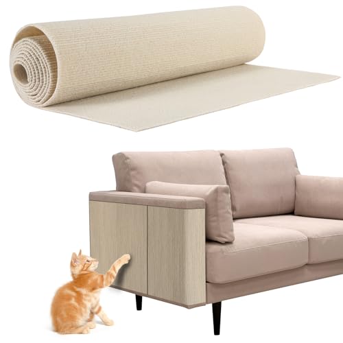 79 * 20 in Cat Scratch Pads Mat Carpet Protector,Easy-Cut Pets Scratch Carpet for Floor Doorway Porch,DIY Floor Mat Prevent Carpets from Scratching or Wearing,6.56ft Cat Pad with Free Sticker…