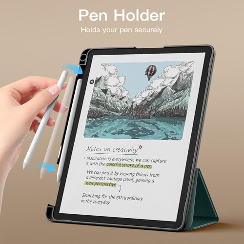 Image of MoKo Stand Case for 11 inch Kindle Scribe (3rd Generation -2025) & Kindle Scribe Colorsoft (1st Generation 2025) - Premium Leather Trifold Stand Cover with Pen Holder, Auto Sleep /Wake, Midnight Green