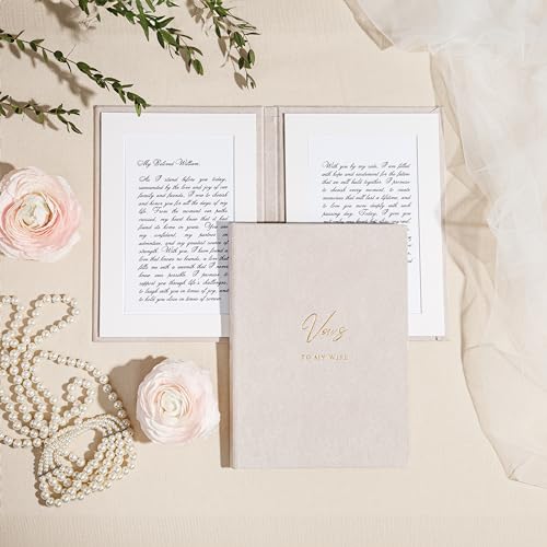 Handmade Wedding Vow Books - A5 Size (5.9" x 8.3"), Soft-Touch Ve...