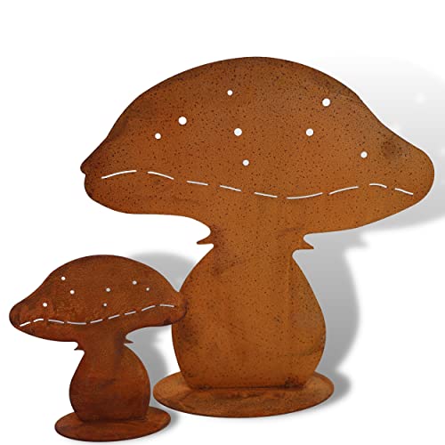 Rostikal Herbst Deko Garten Pilz Set 30 und 15 cm hoch Gartendeko Rost...