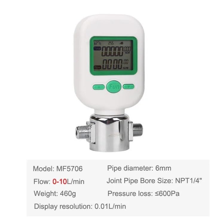 CHBMSS Digital Flowmeter, MF5706 (0-10L/25L) Flow Meter, MF5712 (0-200L) Compressed Air(MF5706 0-10L)
