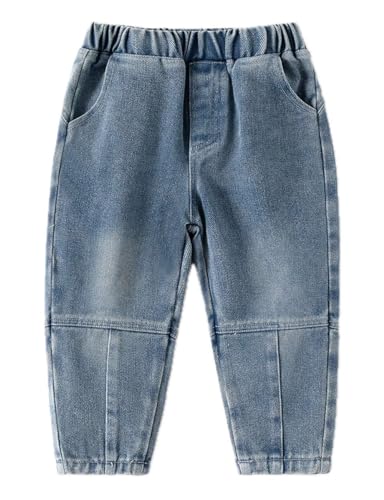 Boys Jeans Elastic Waist Denim Pants Stretchable Casual Trousers