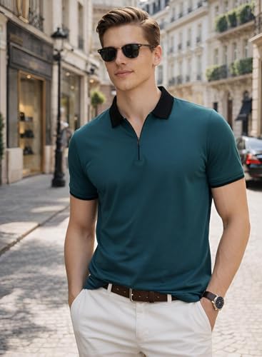 Image of Mens Premium Cotton Polo T-Shirt | 220 GSM Soft Fabric | Casual Stylish Look | Zipper Polo Design Snow White Polo T Shirt | Polo Tshirt for All-Day Wear